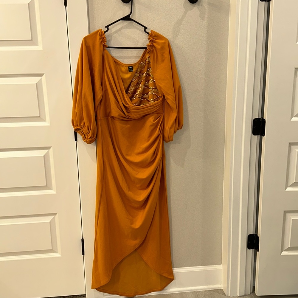 EUC Women’s SHEIN Brand Puff Sleeve Stretch Dress Plus Size XL 12 Leopard Print - Picture 2 of 13
